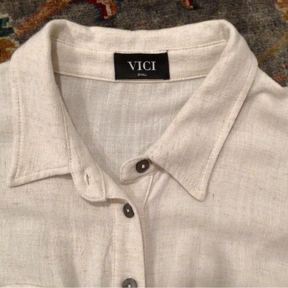 VICI TEXTURED LINEN / RAYON SHIRTWAIST DRESS / FUN & SO CUTE! - Picture 8 of 8